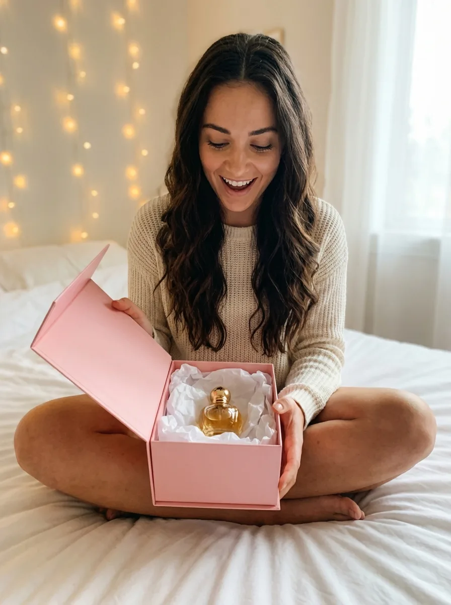 Creator content: unboxing a perfume received as a gift