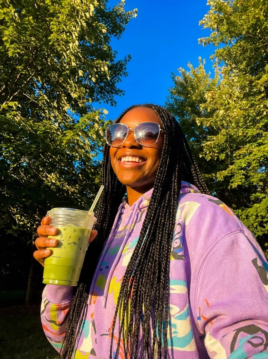 Creator holding Matcha Rituel product